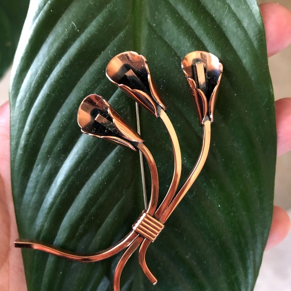 Vintage Mid Century Renoir  Copper Flower Brooch - Picture 3 of 6